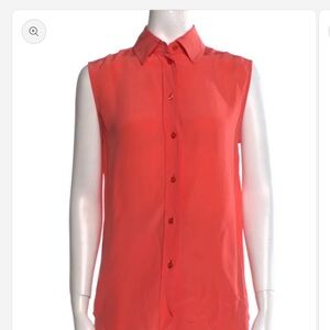 Givenchy Sleeveless Red Button-Up Blouse